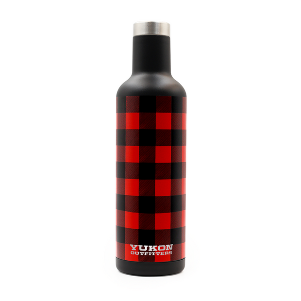 Traditional Red Buffalo Plaid Stainless Steel Wide Mouth Water Bottle